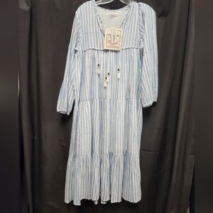 Emerson Fry India Collection organic cotton xs/s tiered maxidress